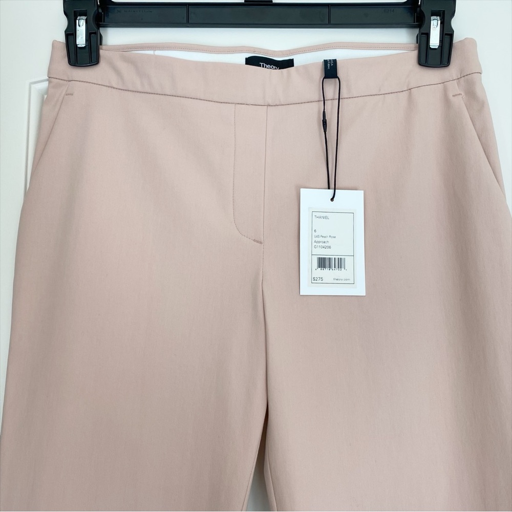 NEW Theory Peach Rose Approach Thaniel Cropped Pull On Trousers Size 6 - Picture 2 of 11